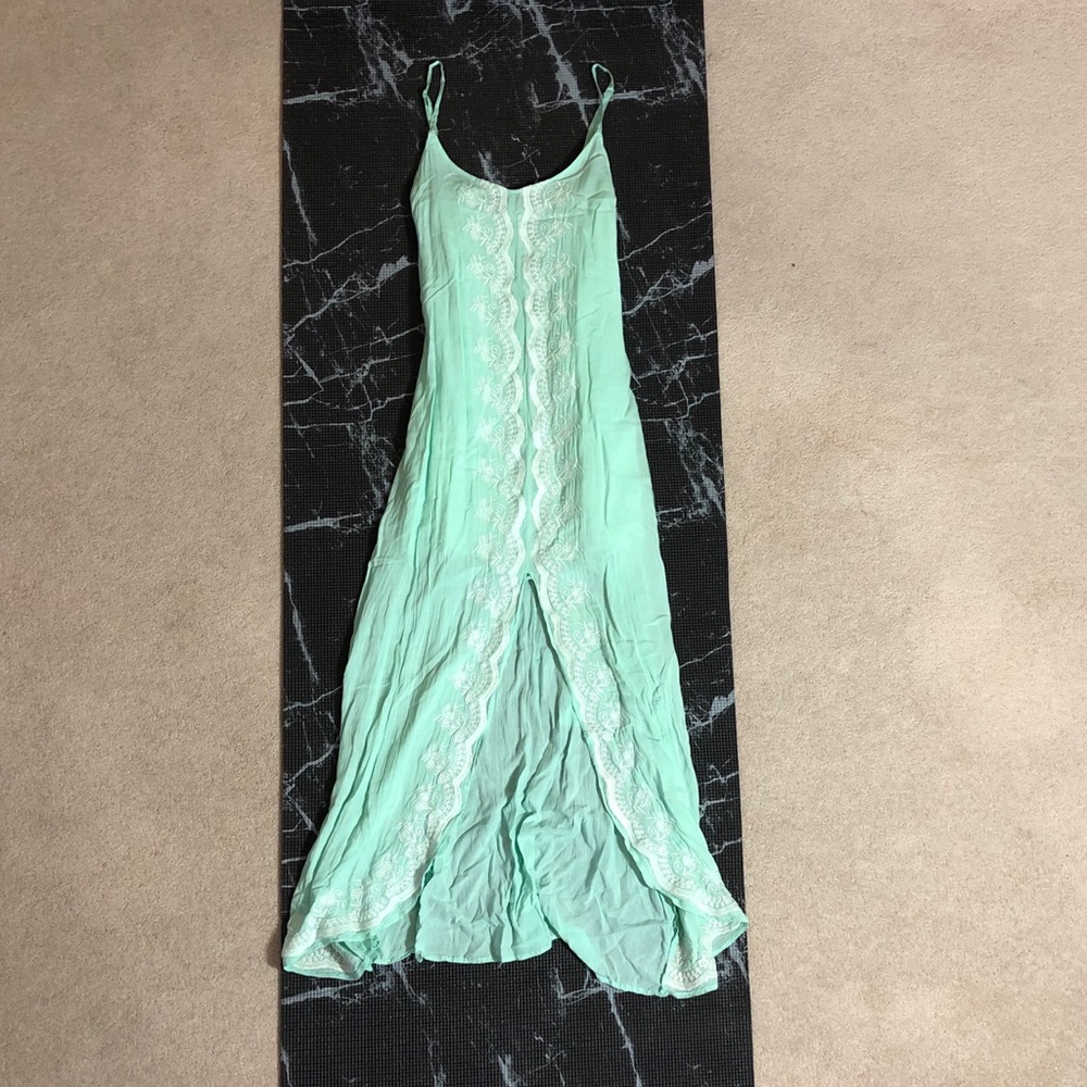 Buttons Mint Green Maxi Dress